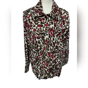 1654) Charter Club Animal Print Button Up Corduroy Jacket Size 0X/12